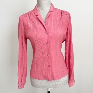 Vintage 70s Swiss Dot Blouse Button Down Top The Branch Div of Joshua Tree Pink